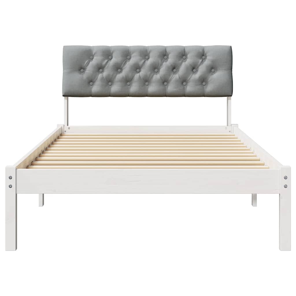 Bedframe Wit en lichtgrijs 100 x 200 cm Massief grenenhout