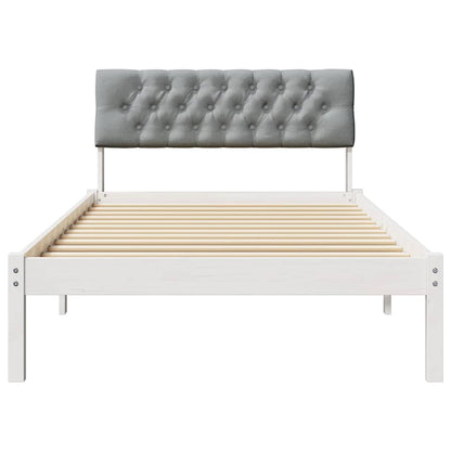 Bedframe Wit en lichtgrijs 100 x 200 cm Massief grenenhout