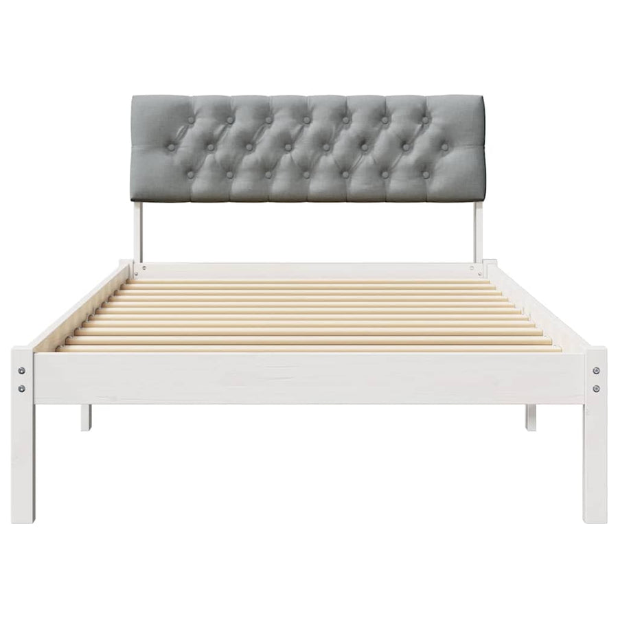 Bedframe Wit en lichtgrijs 100 x 200 cm Massief grenenhout