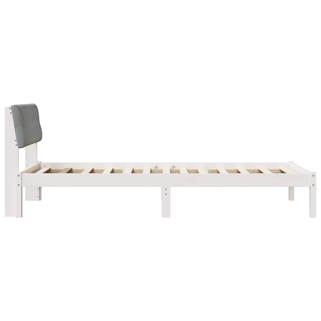 Bedframe Wit en lichtgrijs 100 x 200 cm Massief grenenhout