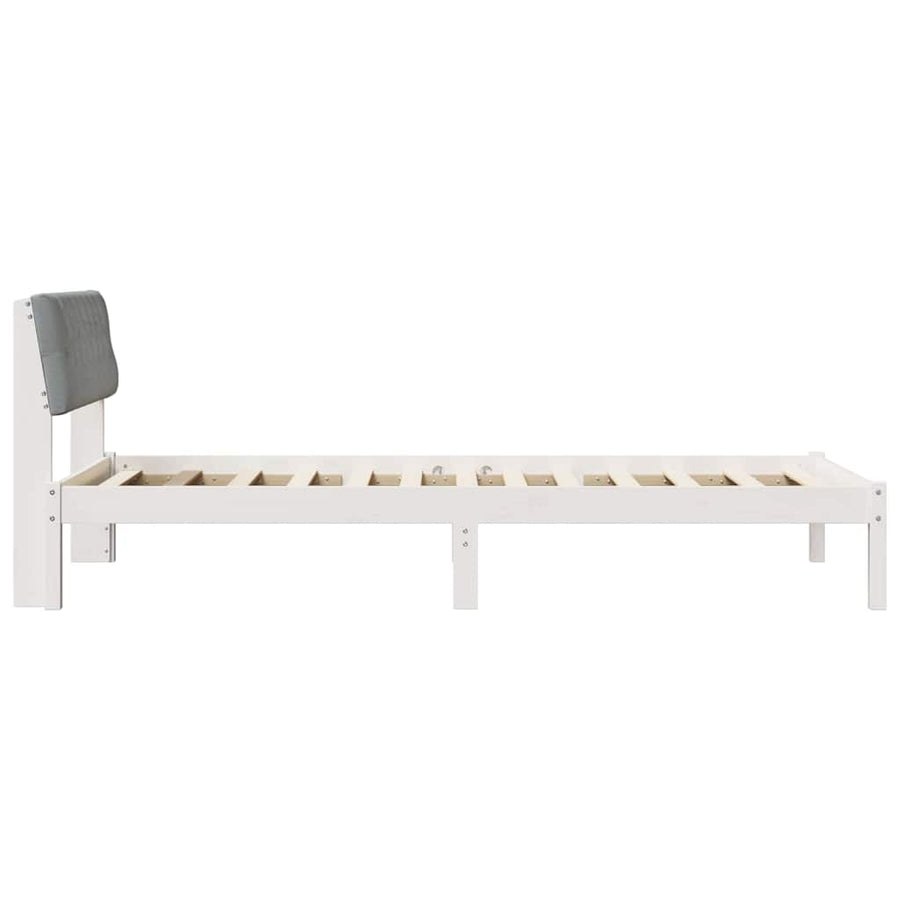 Bedframe Wit en lichtgrijs 100 x 200 cm Massief grenenhout