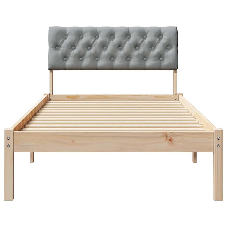 Bedframe Bruin en lichtgrijs 90 x 200 cm Massief grenenhout