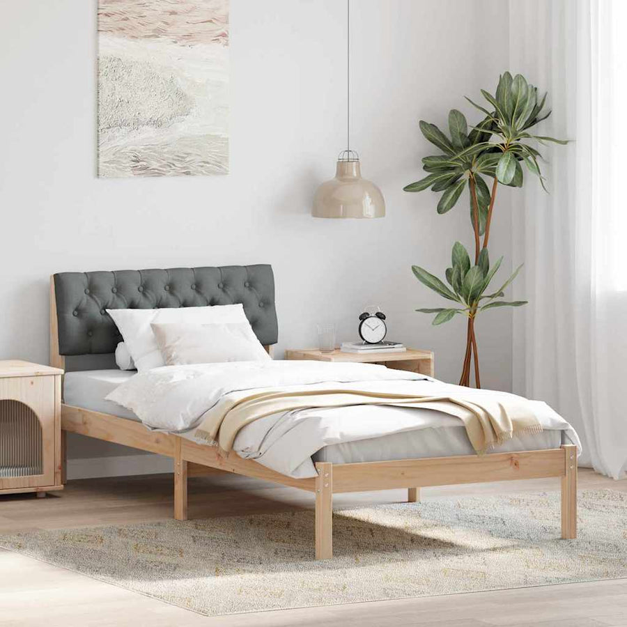 Bedframe Bruin en donkergrijs 90 x 200 cm Massief grenenhout