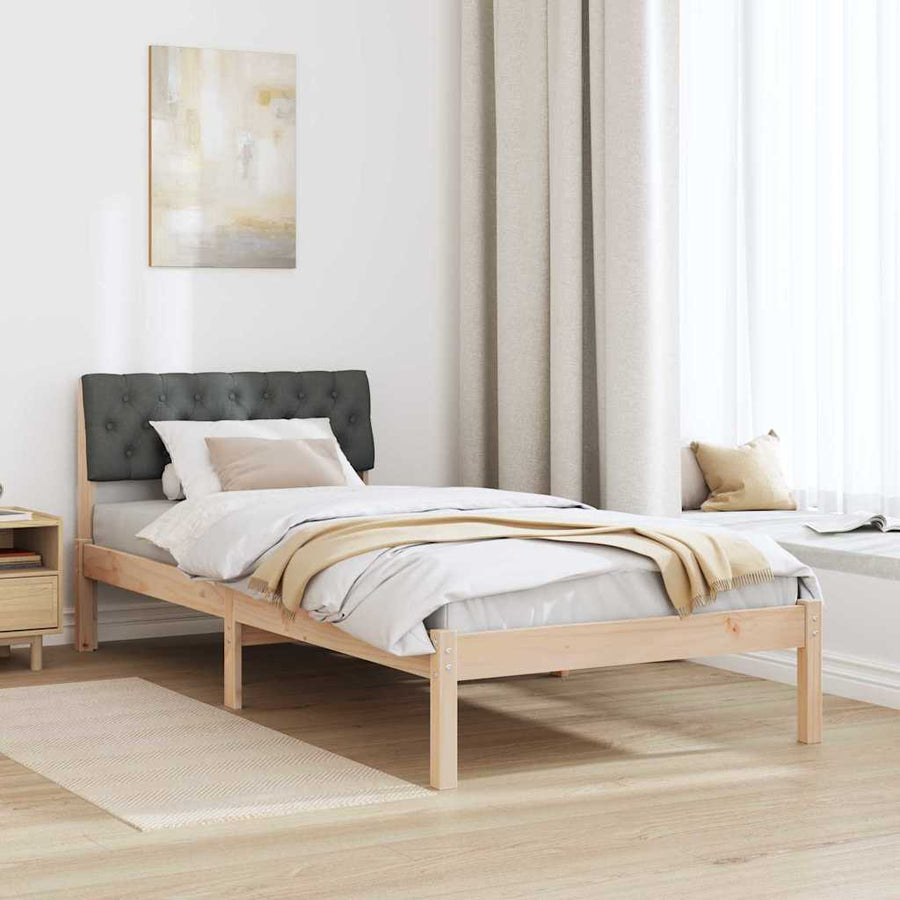Bedframe Bruin en donkergrijs 90 x 200 cm Massief grenenhout