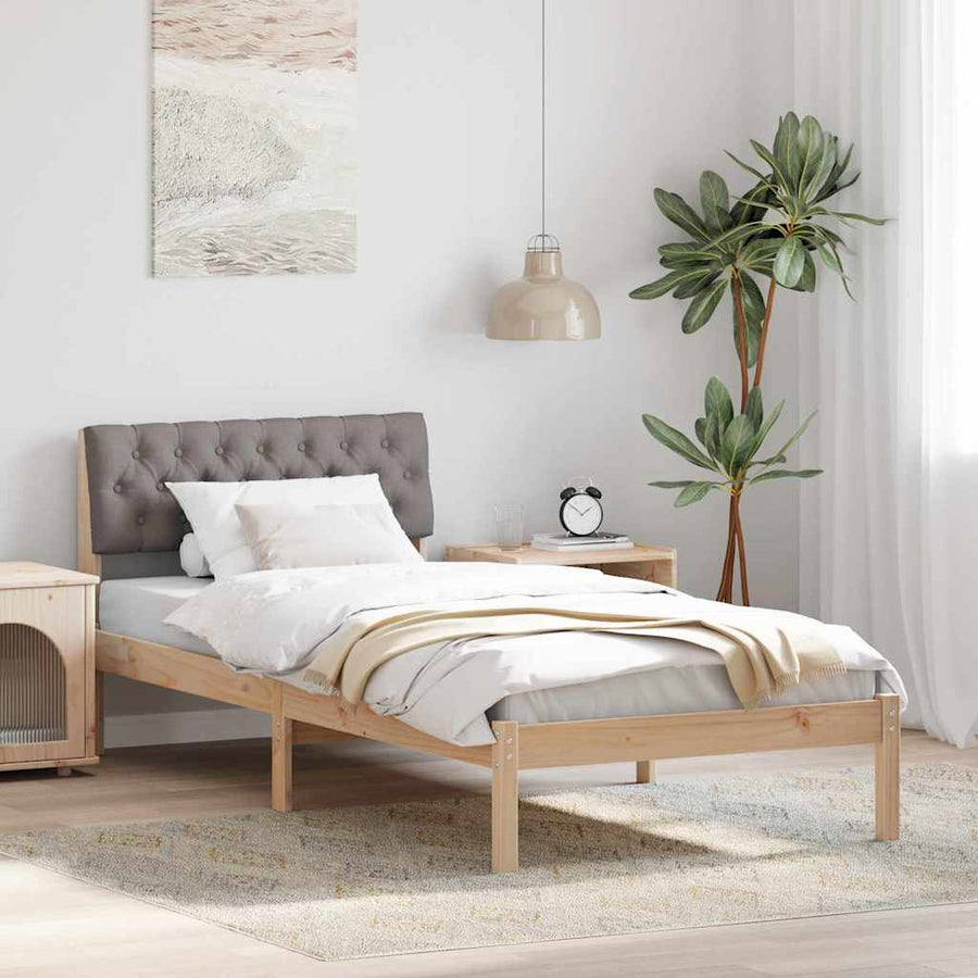 Bedframe Bruin en taupe 90 x 200 cm Massief grenenhout