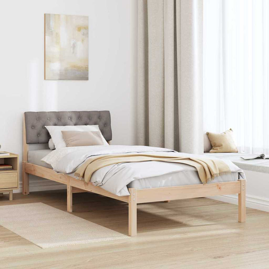 Bedframe Bruin en taupe 90 x 200 cm Massief grenenhout