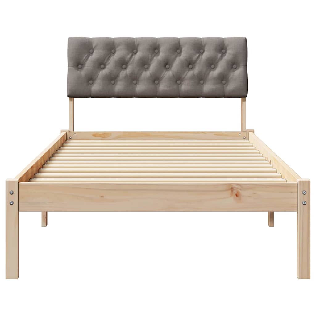 Bedframe Bruin en taupe 90 x 200 cm Massief grenenhout