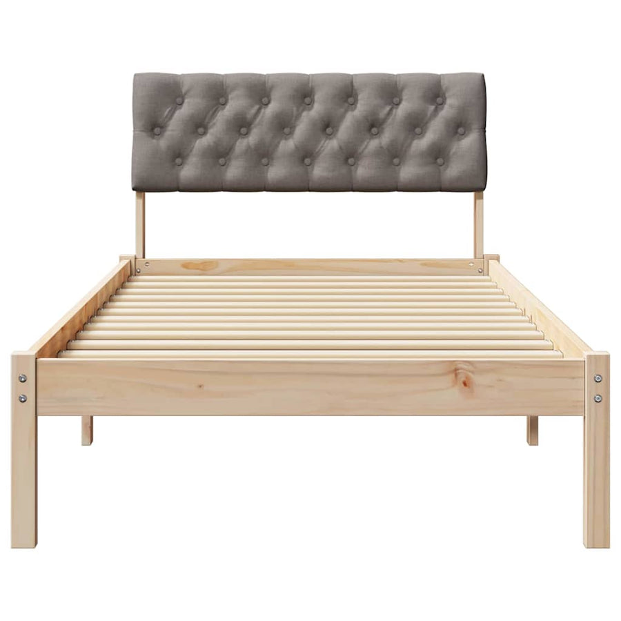 Bedframe Bruin en taupe 90 x 200 cm Massief grenenhout