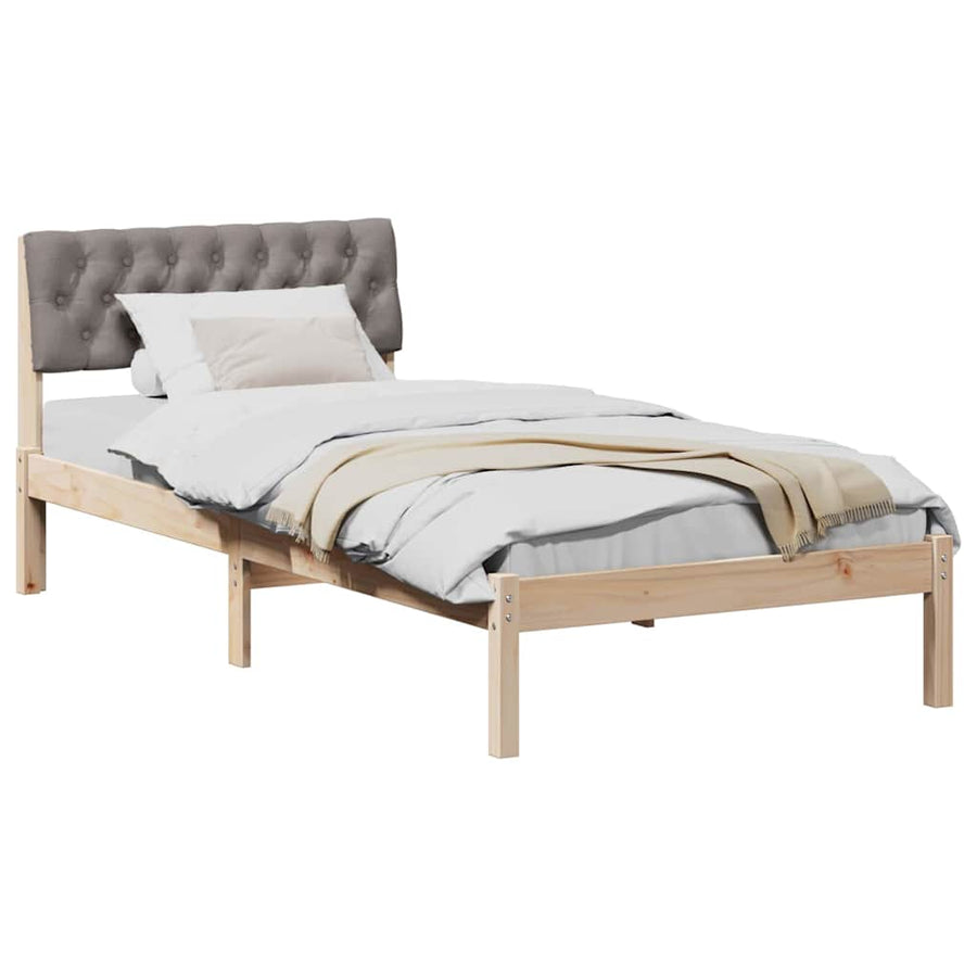 Bedframe Bruin en taupe 90 x 200 cm Massief grenenhout