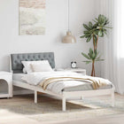 Bedframe 90x200 cm massief grenenhout wit lichtgrijs