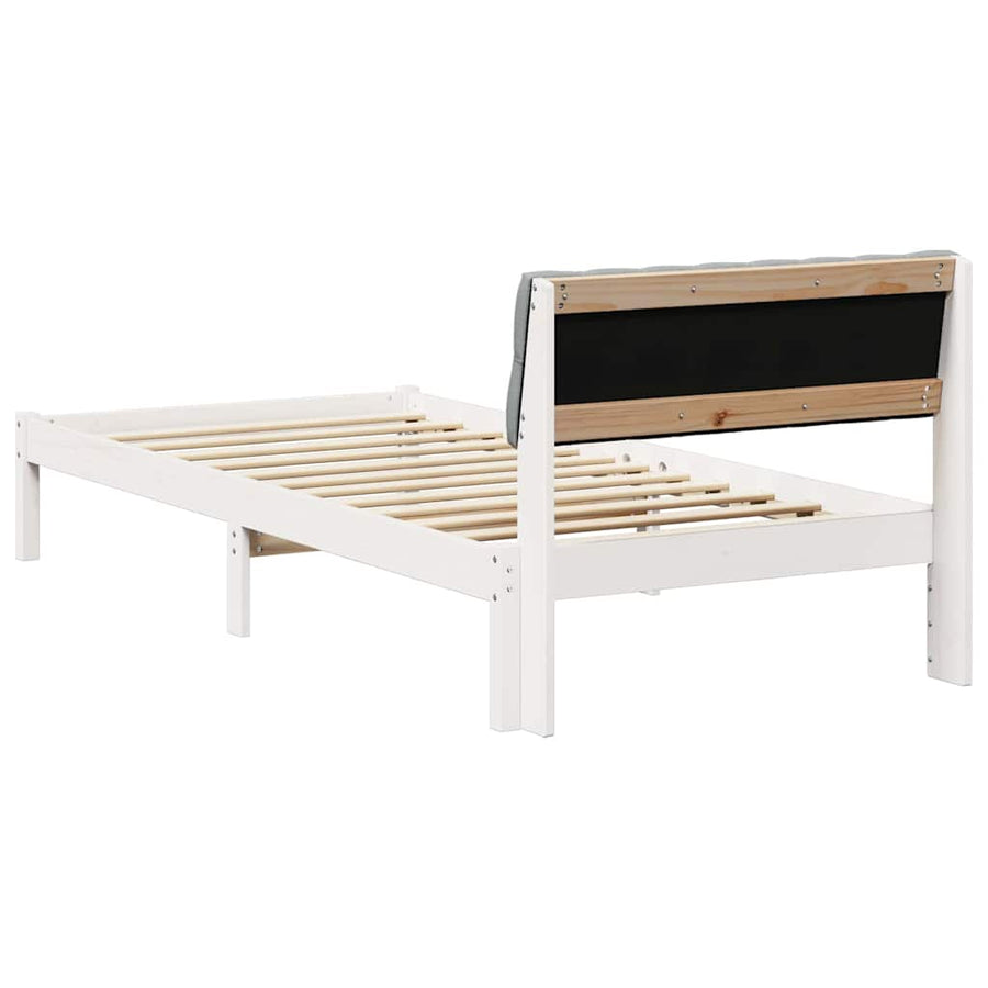 Bedframe Wit en lichtgrijs 90 x 200 cm Massief grenenhout