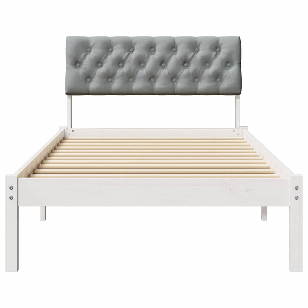 Bedframe Wit en lichtgrijs 90 x 200 cm Massief grenenhout