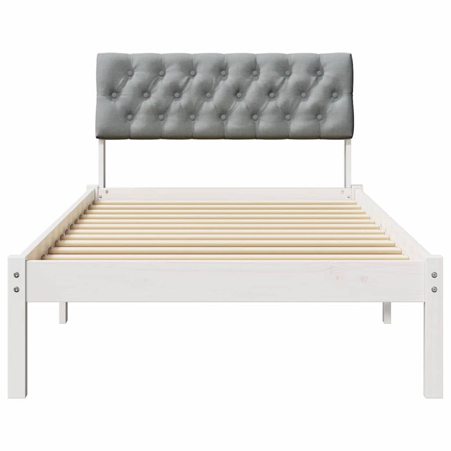 Bedframe Wit en lichtgrijs 90 x 200 cm Massief grenenhout