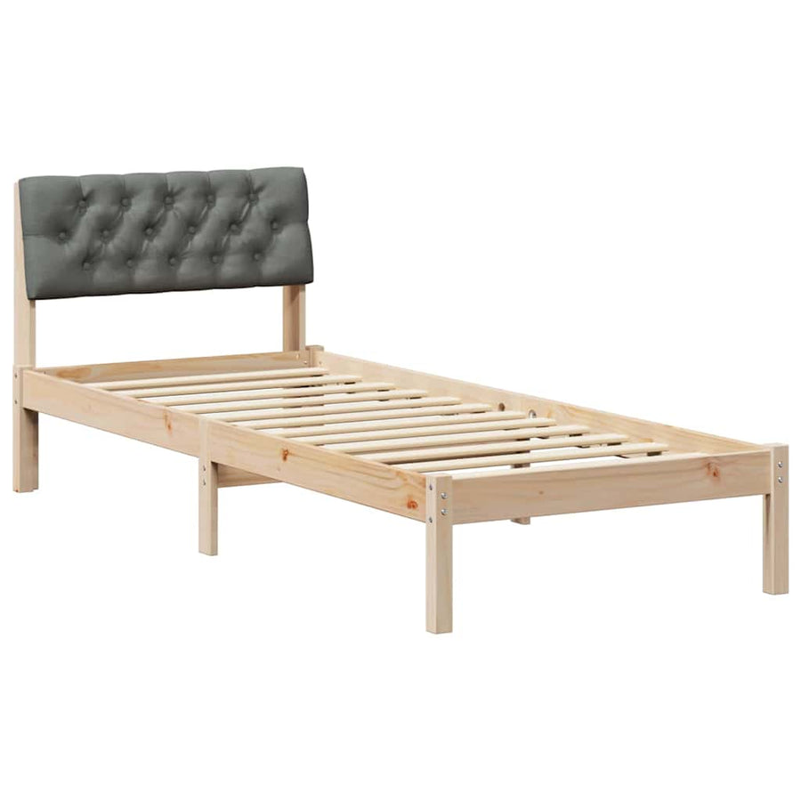 Bedframe Bruin en donkergrijs 80 x 200 cm Massief grenenhout