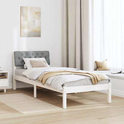 Bedframe Wit en lichtgrijs 80 x 200 cm Massief grenenhout