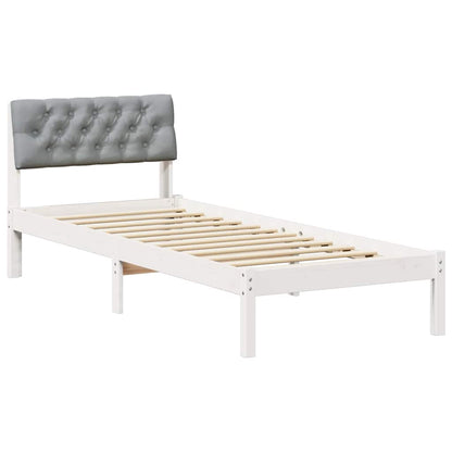 Bedframe Wit en lichtgrijs 80 x 200 cm Massief grenenhout