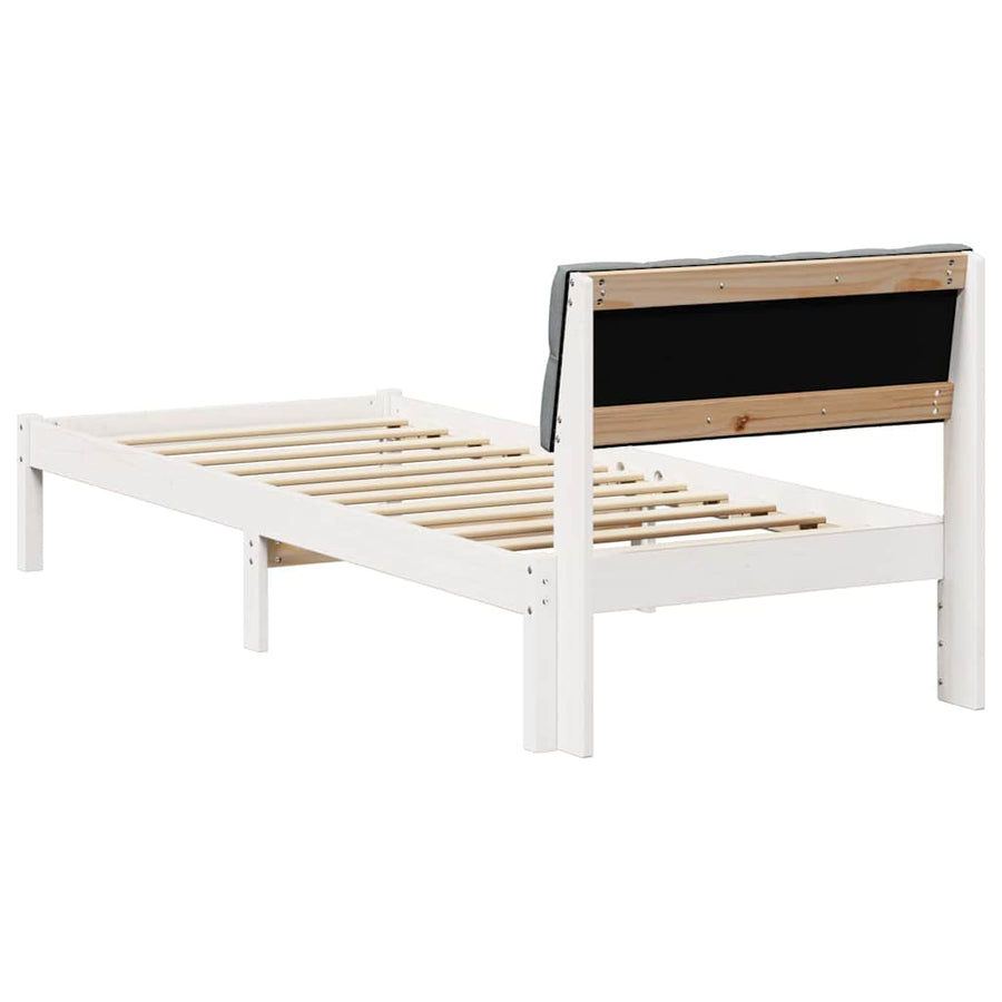 Bedframe Wit en lichtgrijs 80 x 200 cm Massief grenenhout