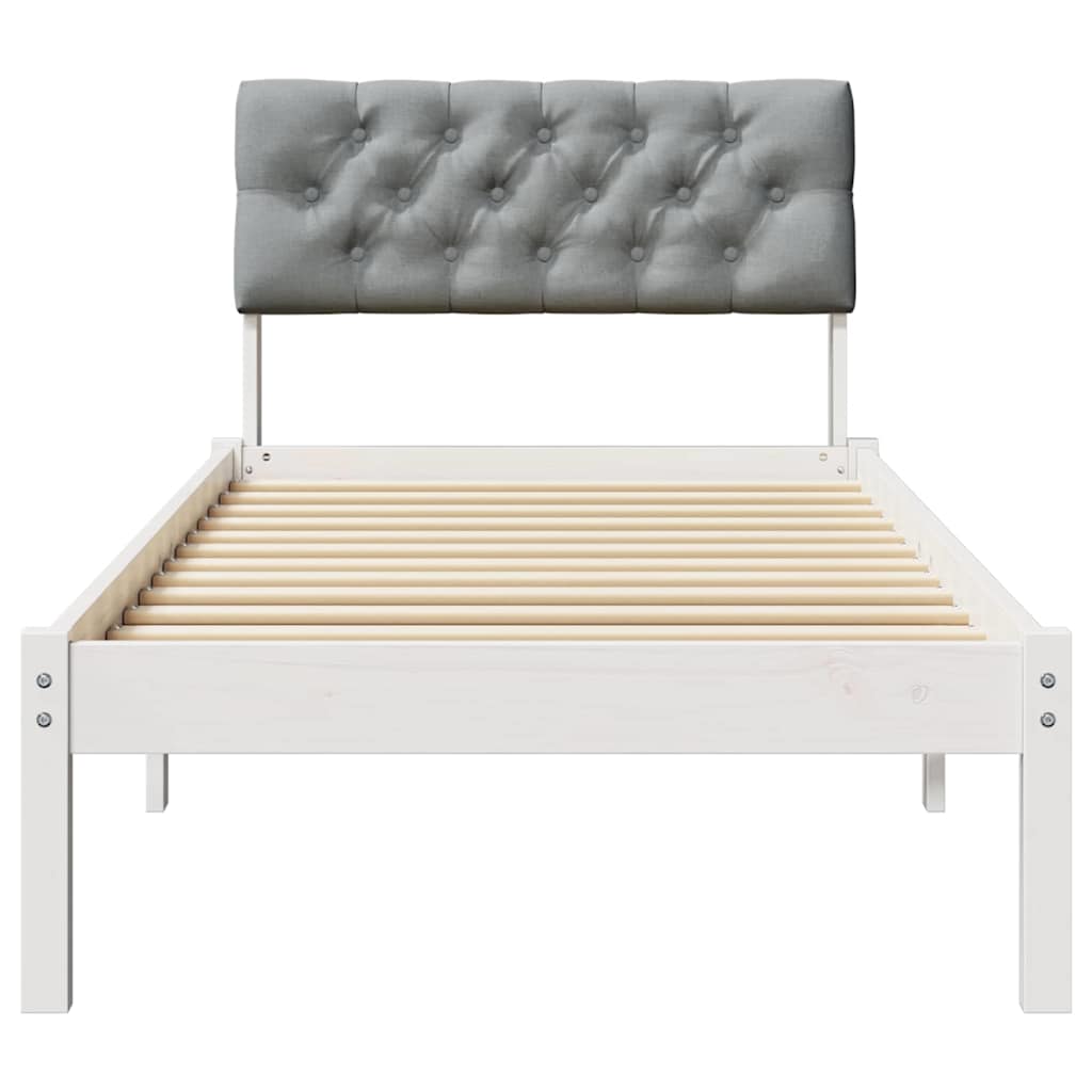 Bedframe Wit en lichtgrijs 80 x 200 cm Massief grenenhout