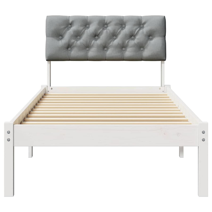 Bedframe Wit en lichtgrijs 80 x 200 cm Massief grenenhout