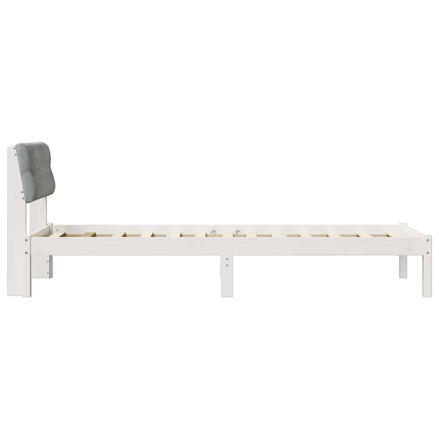 Bedframe Wit en lichtgrijs 80 x 200 cm Massief grenenhout