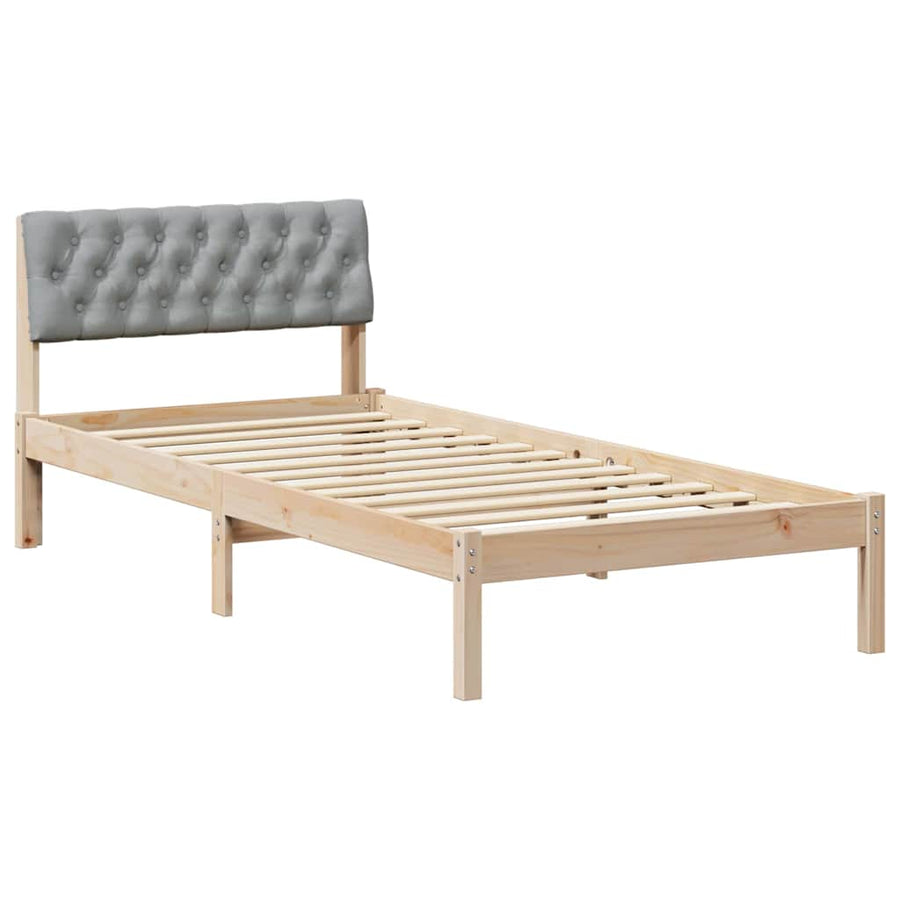 Bedframe Bruin en lichtgrijs 90 x 190 cm Massief grenenhout