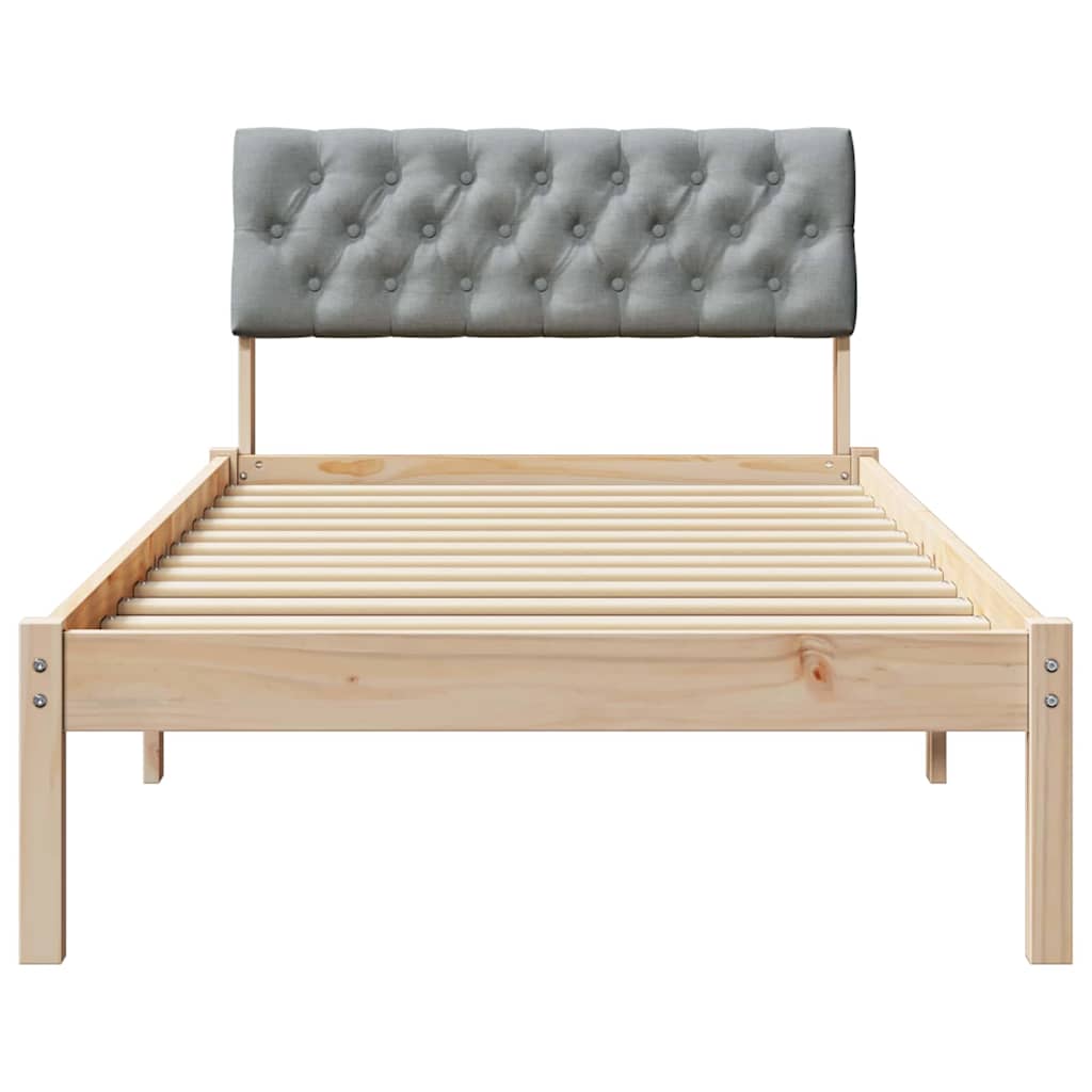 Bedframe Bruin en lichtgrijs 90 x 190 cm Massief grenenhout