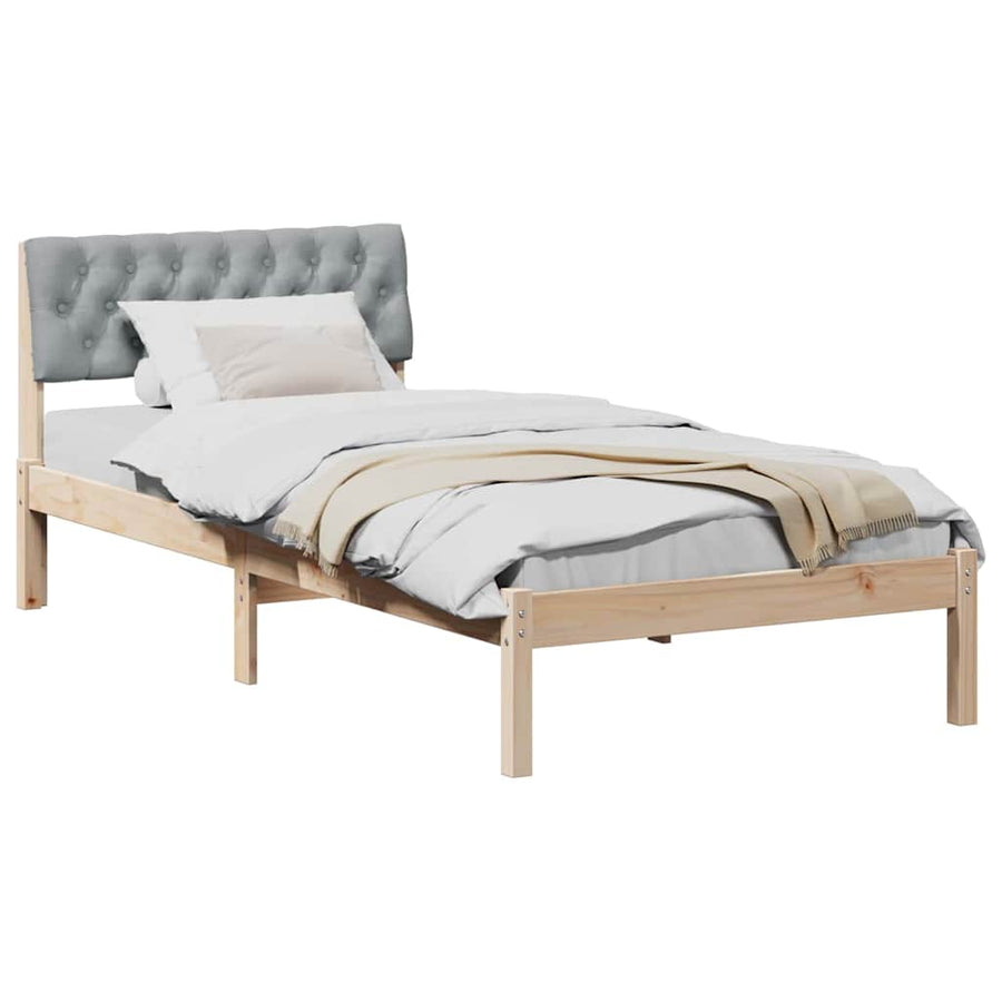 Bedframe Bruin en lichtgrijs 90 x 190 cm Massief grenenhout