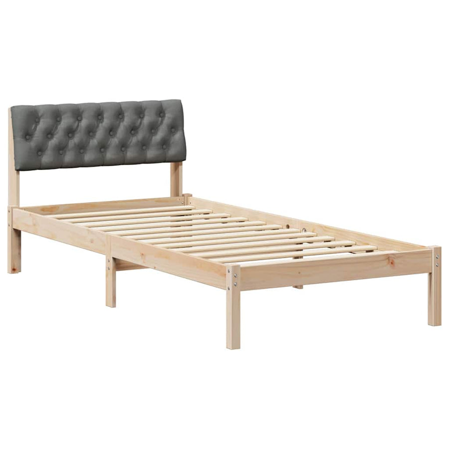 Bedframe Bruin en donkergrijs 90 x 190 cm Massief grenenhout