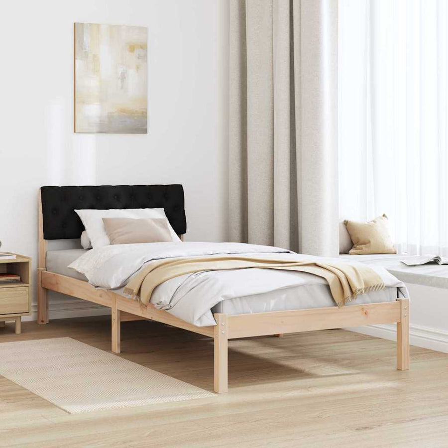 Bedframe Bruin en zwart 90 x 190 cm Massief grenenhout