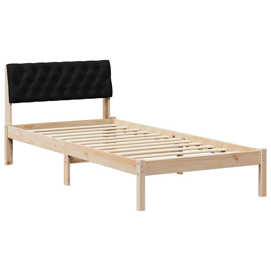 Bedframe Bruin en zwart 90 x 190 cm Massief grenenhout