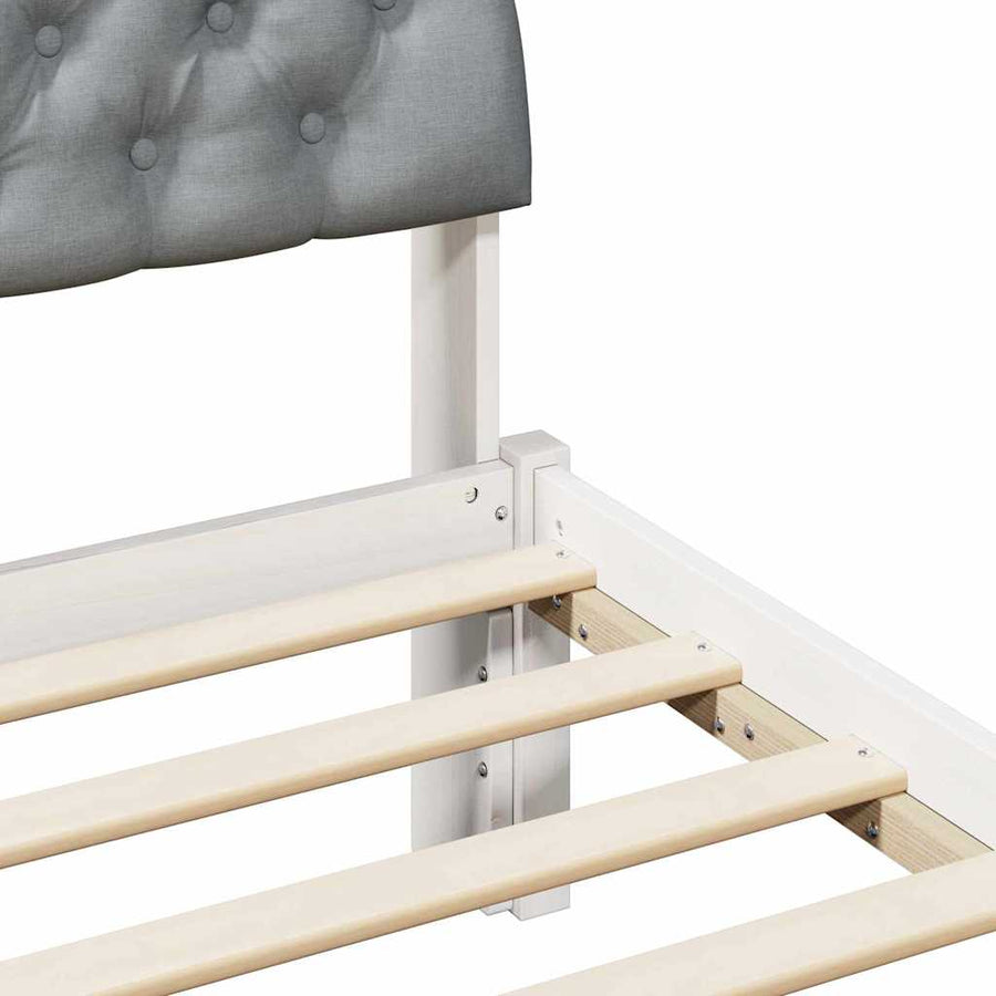 Bedframe Wit en lichtgrijs 90 x 190 cm Massief grenenhout