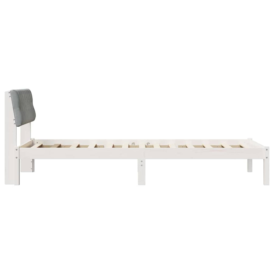 Bedframe Wit en lichtgrijs 90 x 190 cm Massief grenenhout