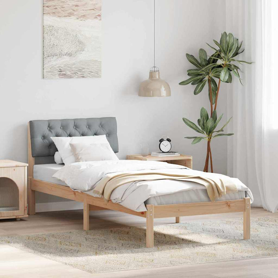 Bedframe Bruin en lichtgrijs 75 x 190 cm Massief grenenhout