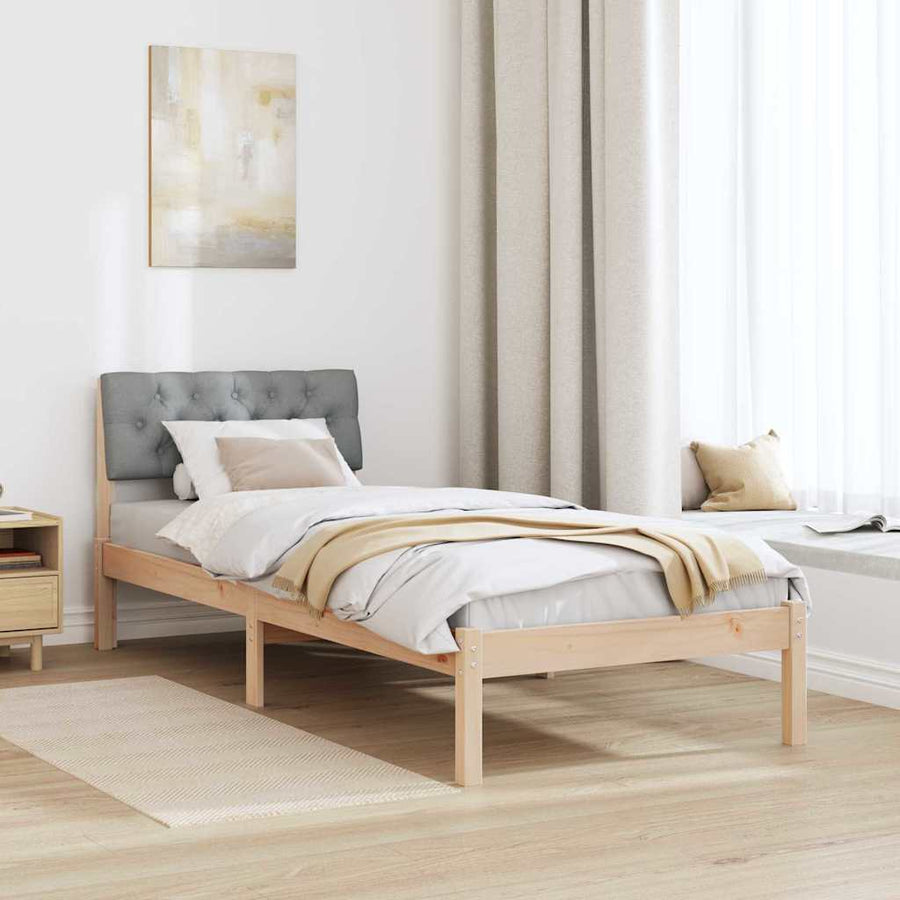 Bedframe Bruin en lichtgrijs 75 x 190 cm Massief grenenhout