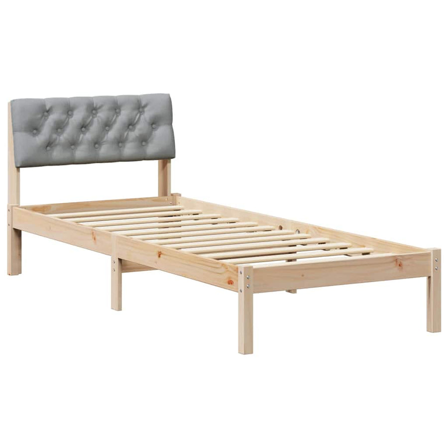 Bedframe Bruin en lichtgrijs 75 x 190 cm Massief grenenhout