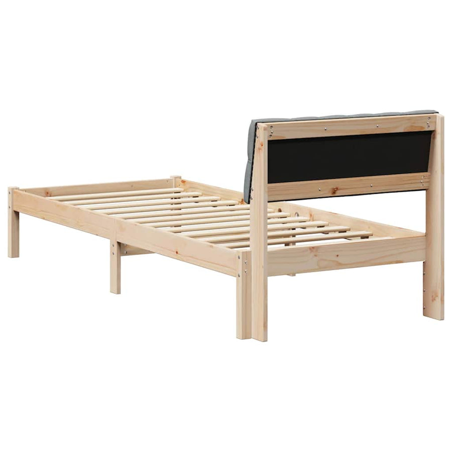 Bedframe Bruin en lichtgrijs 75 x 190 cm Massief grenenhout