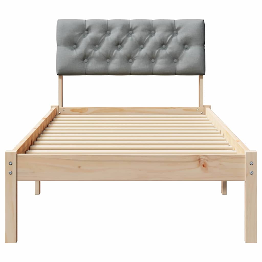 Bedframe Bruin en lichtgrijs 75 x 190 cm Massief grenenhout