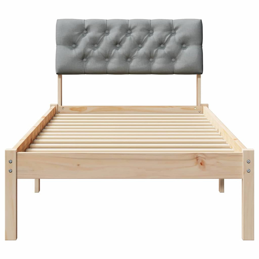 Bedframe Bruin en lichtgrijs 75 x 190 cm Massief grenenhout