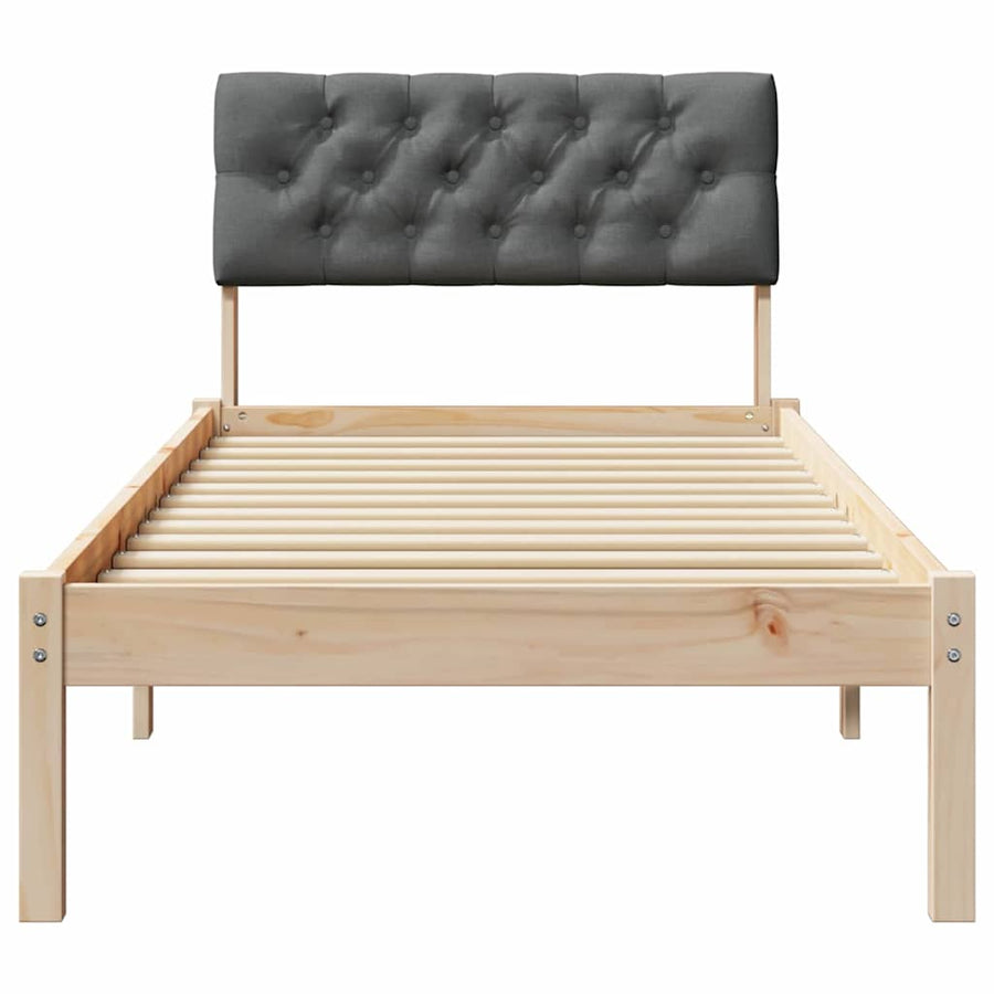 Bedframe Bruin en donkergrijs 75 x 190 cm Massief grenenhout