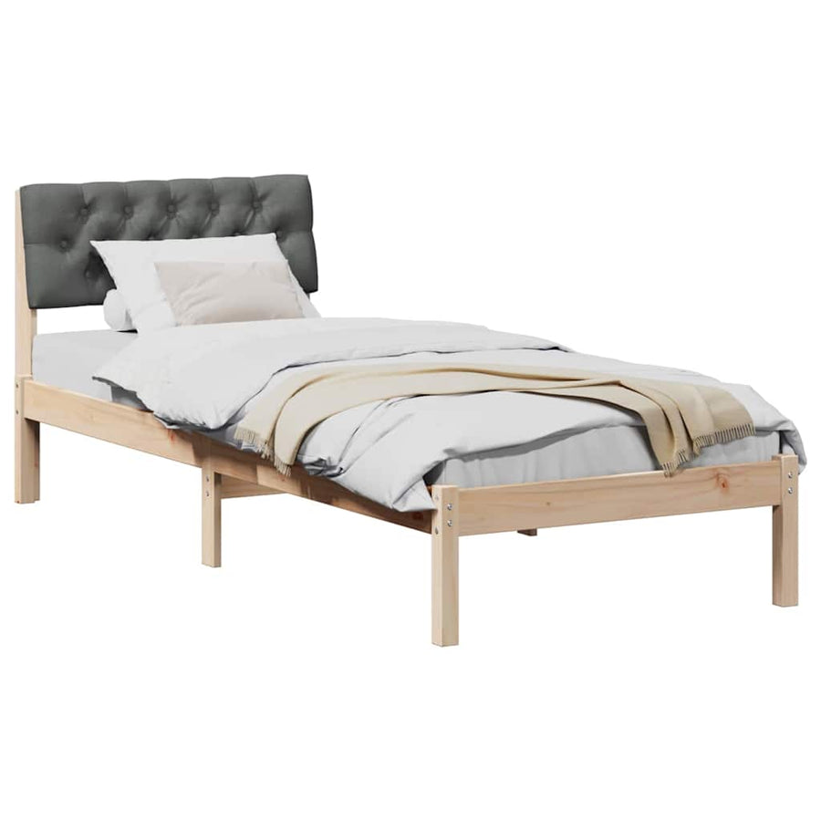 Bedframe Bruin en donkergrijs 75 x 190 cm Massief grenenhout
