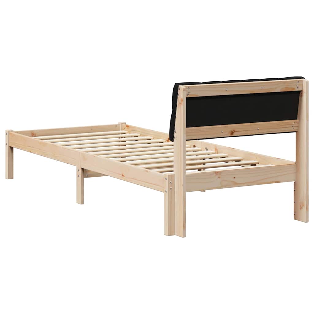 Bedframe Bruin en zwart 75 x 190 cm Massief grenenhout