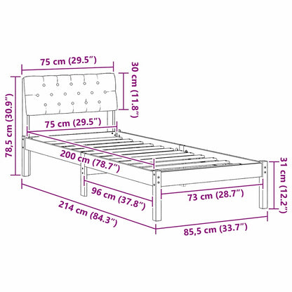 Bedframe Bruin en zwart 75 x 190 cm Massief grenenhout