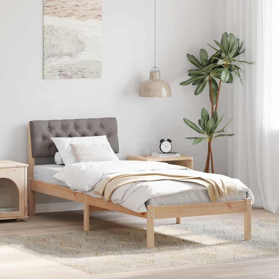 Bedframe Bruin en taupe 75 x 190 cm Massief grenenhout
