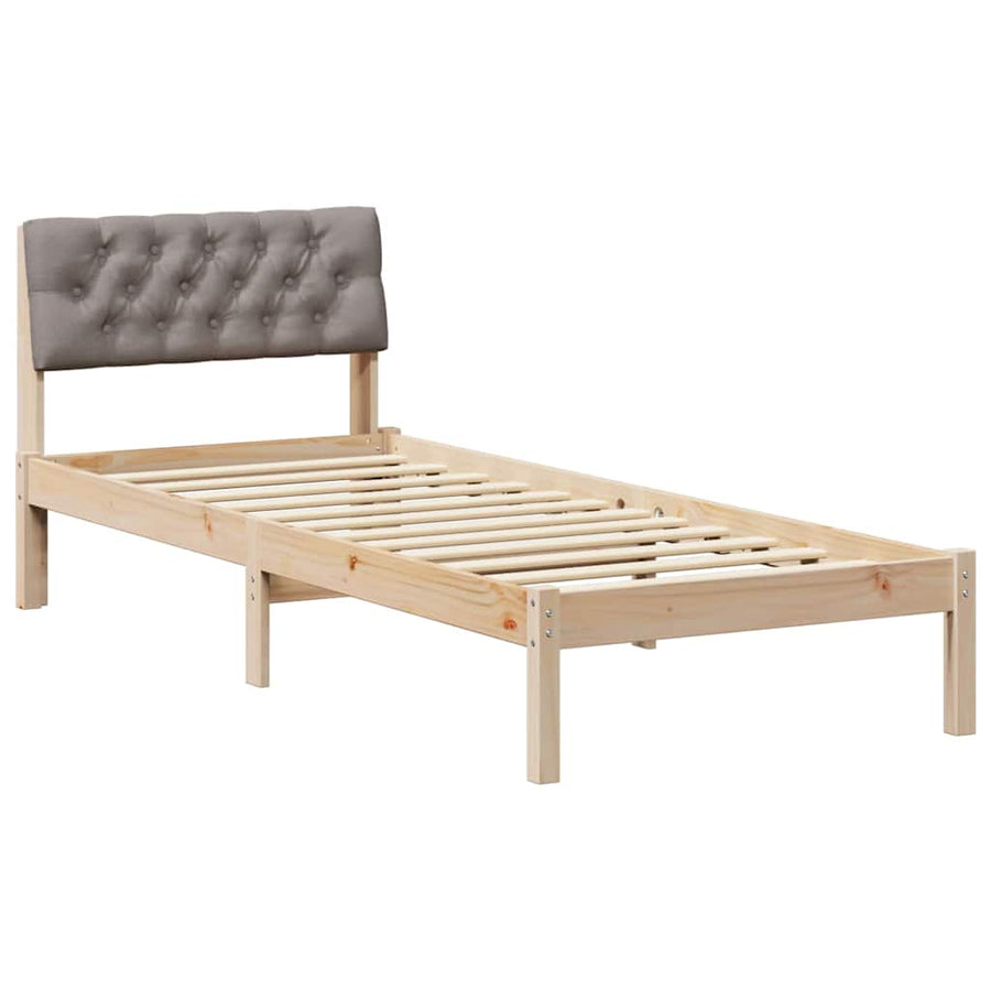Bedframe Bruin en taupe 75 x 190 cm Massief grenenhout