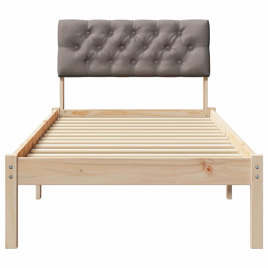 Bedframe Bruin en taupe 75 x 190 cm Massief grenenhout