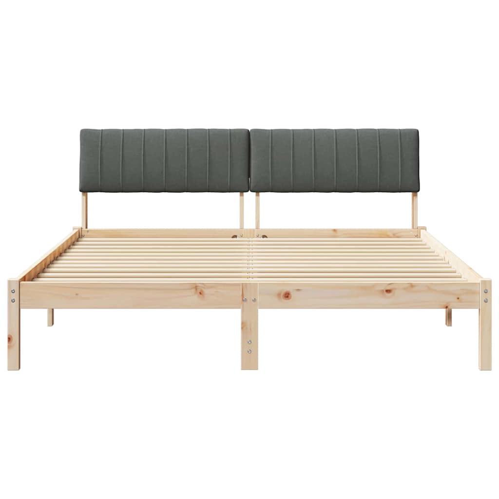 Bedframe Bruin en donkergrijs 160 x 200 cm Massief grenenhout