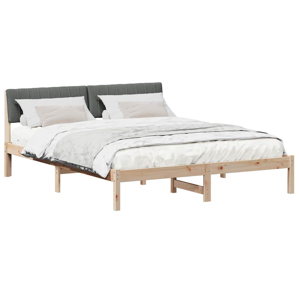 Bedframe Bruin en donkergrijs 160 x 200 cm Massief grenenhout