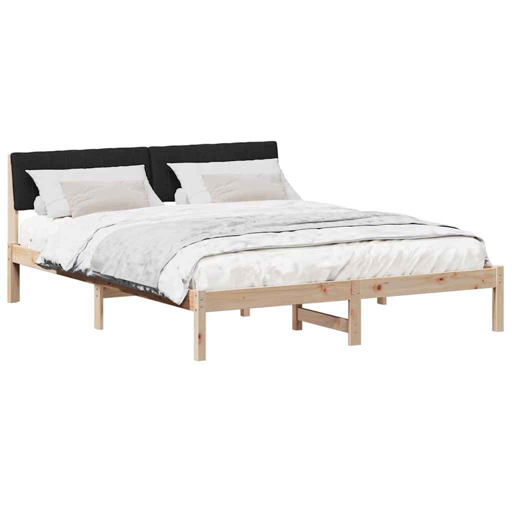 Bedframe Bruin en zwart 150 x 200 cm Massief grenenhout