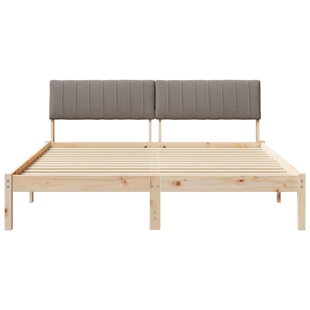 Bedframe Bruin en taupe 150 x 200 cm Massief grenenhout