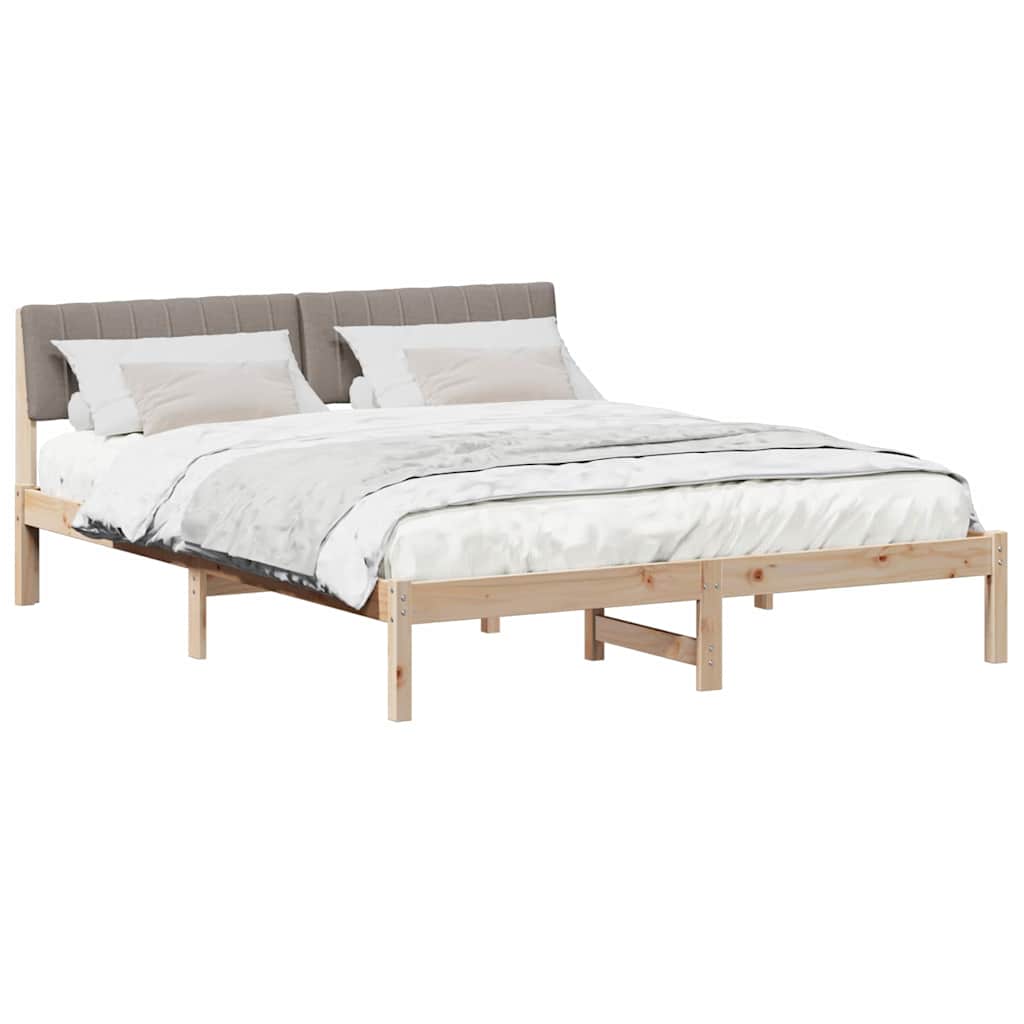 Bedframe Bruin en taupe 150 x 200 cm Massief grenenhout